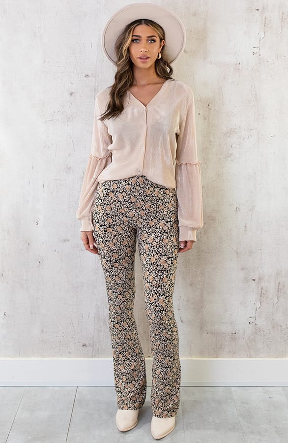 Plisse Blouse Met Ruches Mouw Beige – shoparchief, foto 5