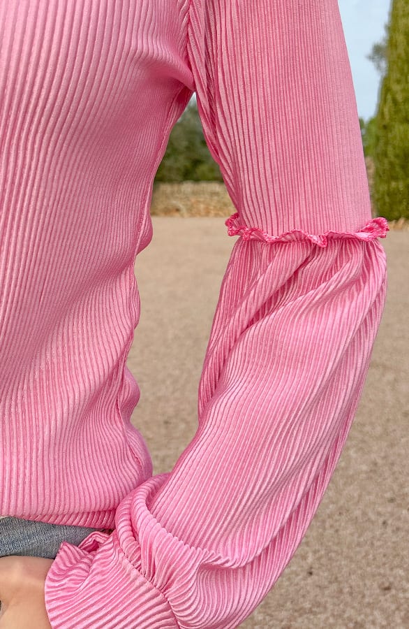 Plissee Bluse mit Rüschenärmel Candy Pink, Shoparchiv, Foto 7