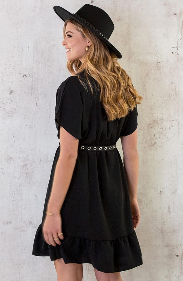 Sicily V-neck Dress Black – shoparchief, foto 11