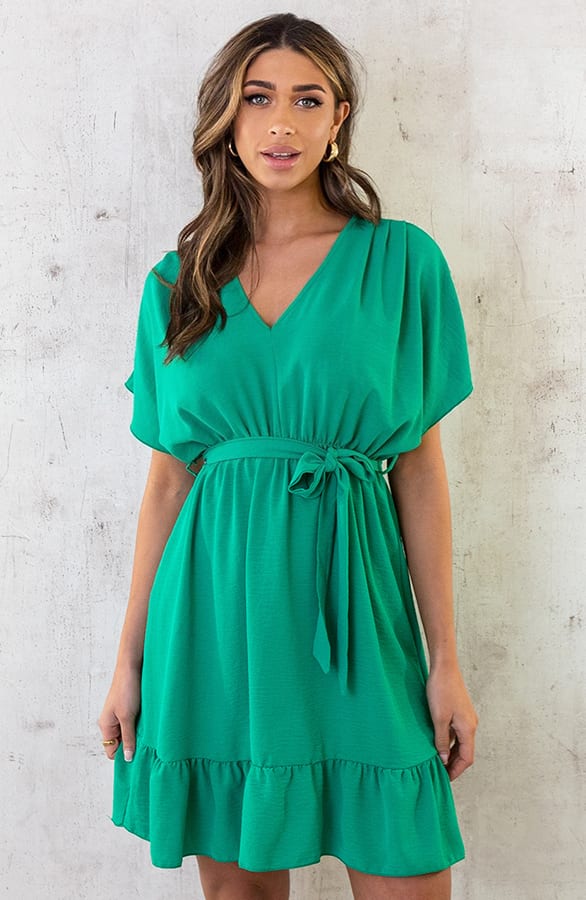 Sicily V-neck Dress Bright Green – shoparchief, foto 7