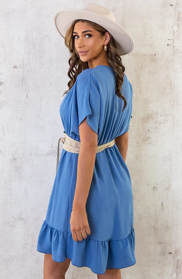 Sicily V-neck Dress Jeansblauw – shoparchief, foto 5