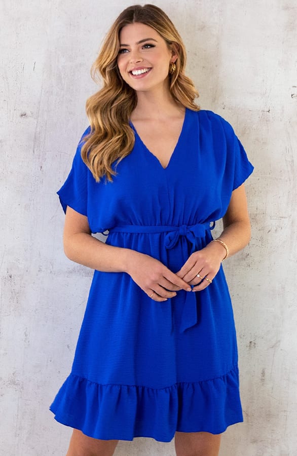 Sicily V-neck Dress Kobalt – shoparchief, foto 9