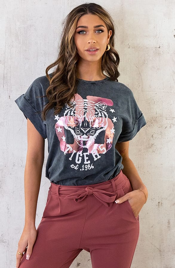 Stonewash T-shirt Tiger Dust Lila – shoparchief, foto 2