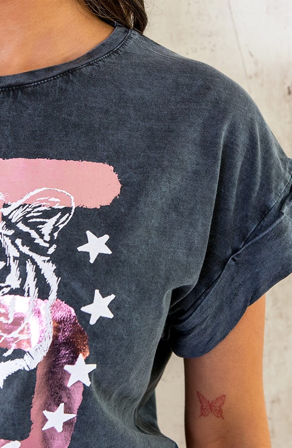 Stonewash T-shirt Tiger Dust Lila – shoparchief, foto 7