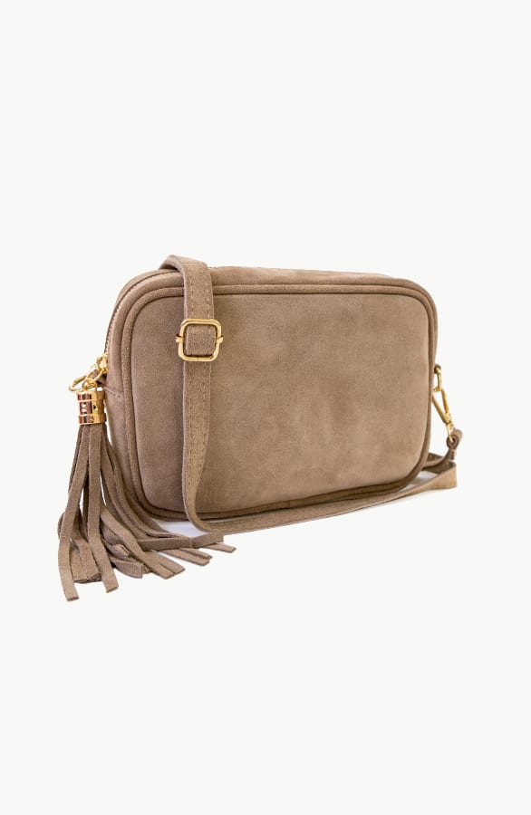 Suede Tas Met Rits Beige – shoparchief, foto 1