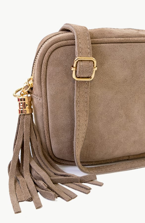 Suede Tas Met Rits Beige – shoparchief, foto 2