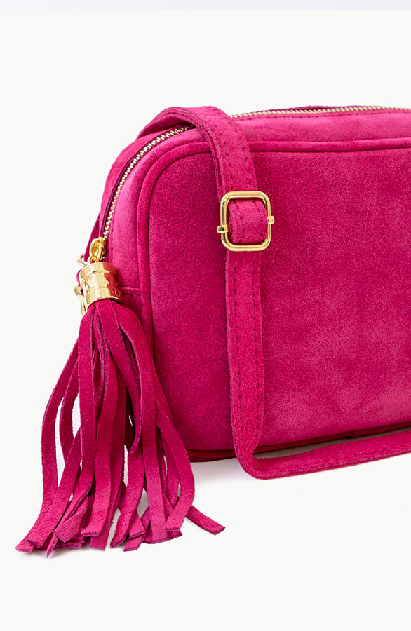 Suede Tas Met Rits Fuchsia – shoparchief, foto 2