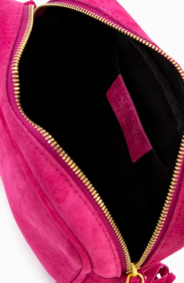 Suede Tas Met Rits Fuchsia – shoparchief, foto 3