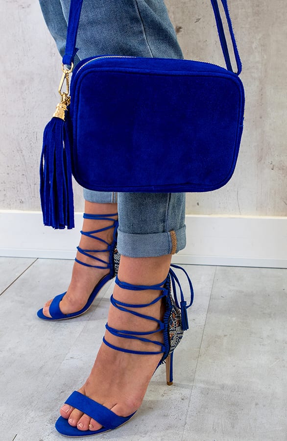 Suede Tas Met Rits Kobalt – shoparchief, foto 4
