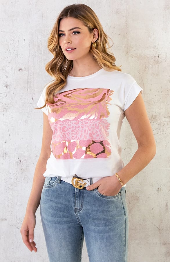 Top Animal Print Metallic Koraal – shoparchief, foto 3