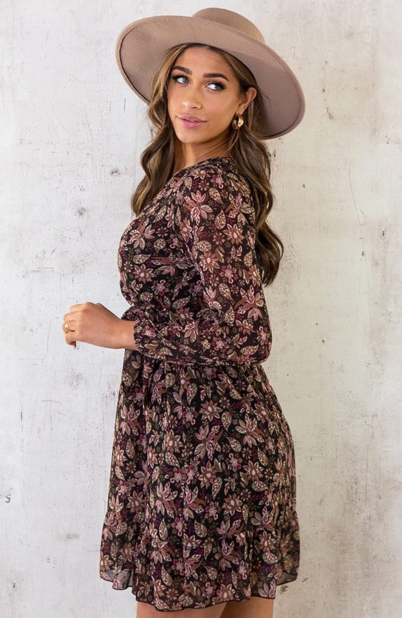 V-hals Strik Jurk Flower Multi – shoparchief, foto 8