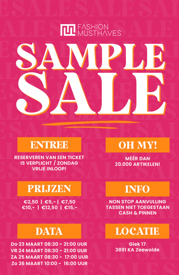 Sample sale: tot 90% korting op damesmode