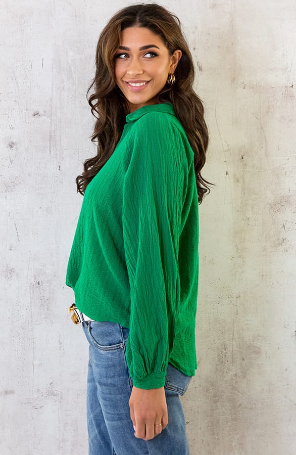 Blouse Katoen Feminine Bright Green – shoparchief, foto 9