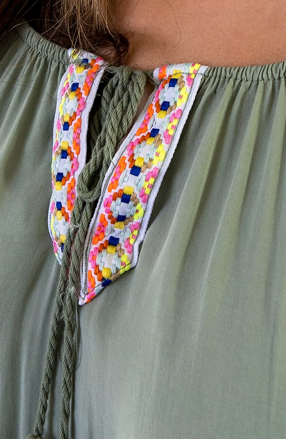 Boho Off Shoulder Maxi Jurk Army – shoparchief, foto 6