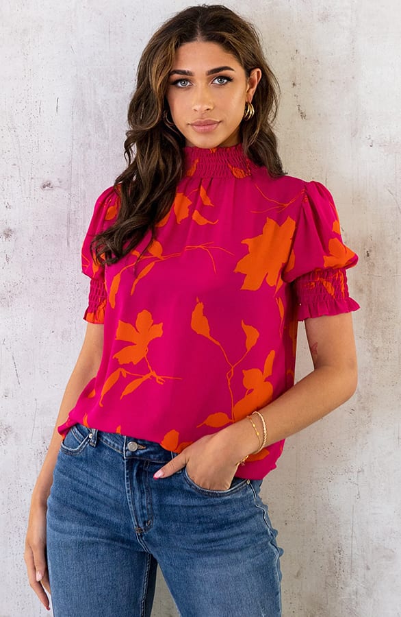 Col Top Flower Roze Oranje – shoparchief, foto 1