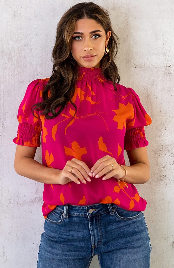 Col Top Flower Roze Oranje – shoparchief, foto 2