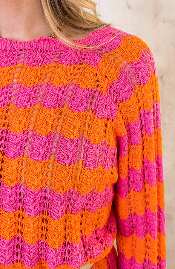 Crochet Strepen Jurk Roze Oranje – shoparchief, foto 9