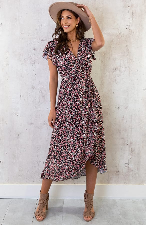 Flower Jurk Midi Koraal – shoparchief, foto 12