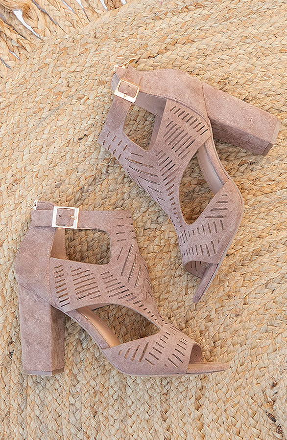 Gladiator Heels Suede Taupe – shoparchief, foto 1
