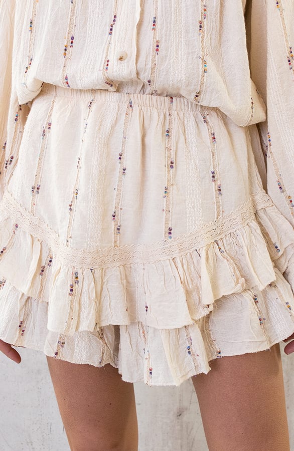 Katoenen Detailed Skort Beige – shoparchief, foto 1