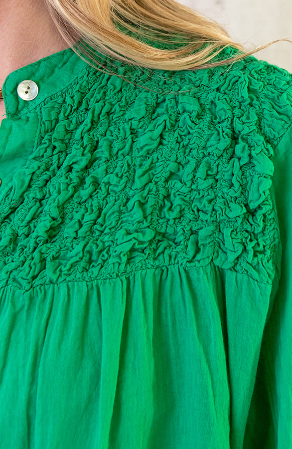 Katoenen Oversized Detail Blouse Bright Green – shoparchief, foto 6