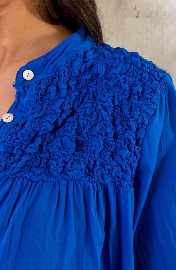 Katoenen Oversized Detail Blouse Kobalt – shoparchief, foto 6
