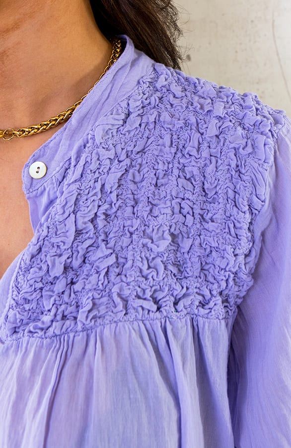 Katoenen Oversized Detail Blouse Lila – shoparchief, foto 5