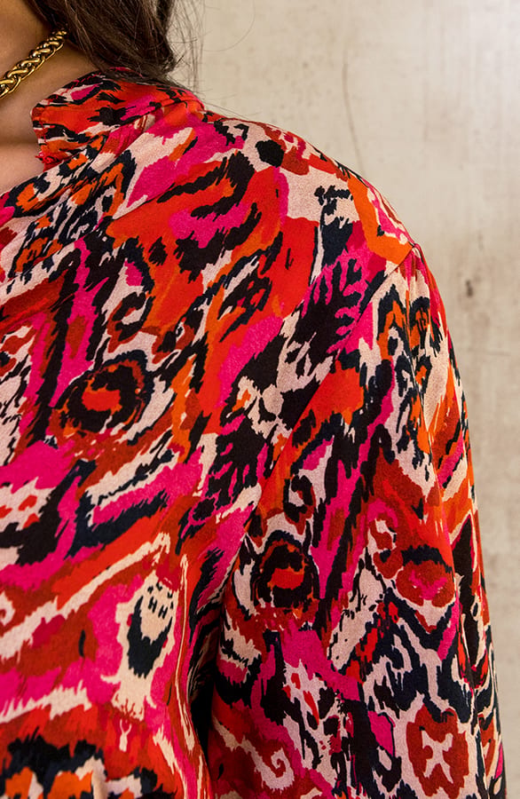 Katoenen V-hals Print Blouse Multicolor – shoparchief, foto 11