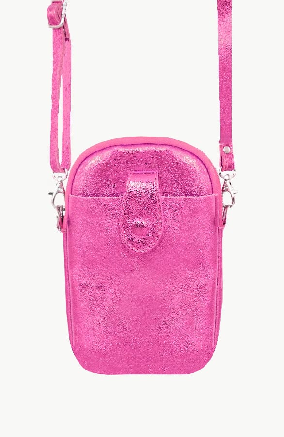 Leren Telefoon Tasje Metallic Pink – shoparchief, foto 1