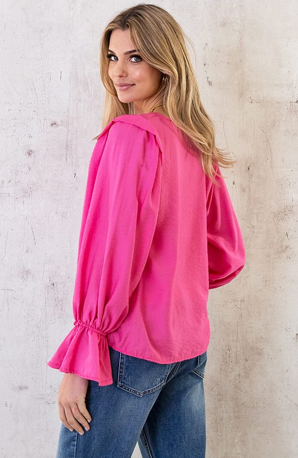 Linnen Ruffle Blouse Roze – shoparchief, foto 5