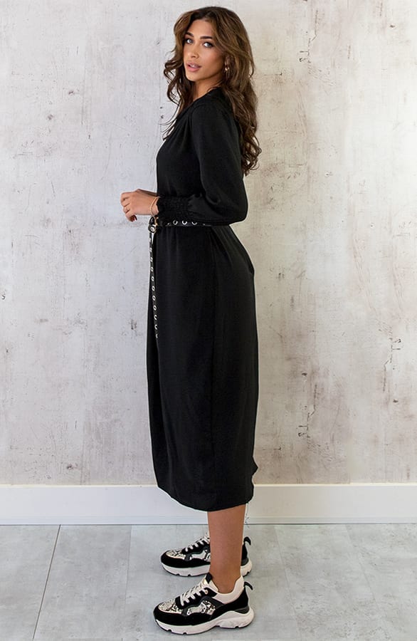 Maxi V-Hals Jurk Black – shoparchief, foto 3