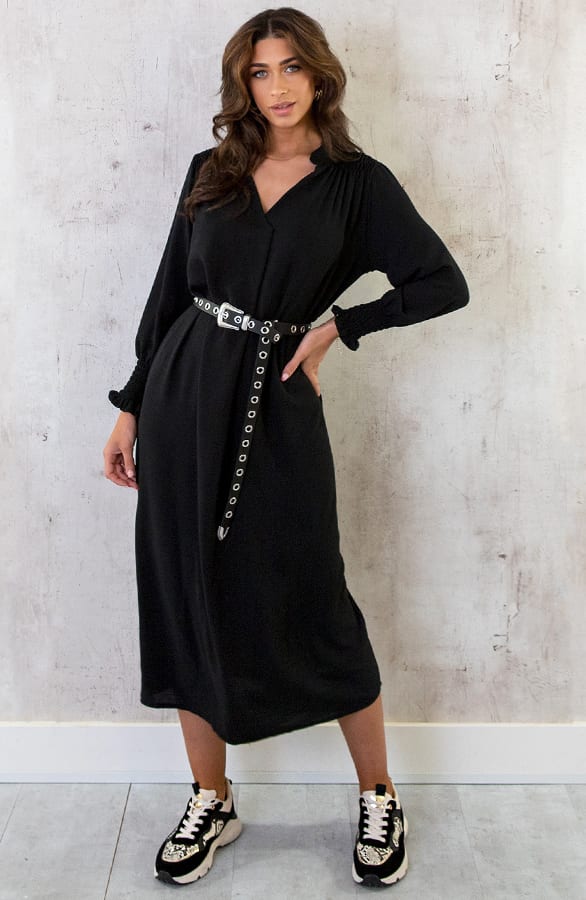 Maxi V-Hals Jurk Black – shoparchief, foto 1