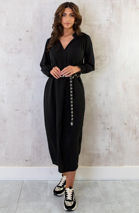 Maxi V-Hals Jurk Black – shoparchief, foto 2
