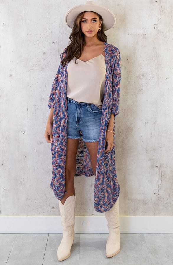 Midi Gehaakt Vest Jeansblauw – shoparchief, foto 2