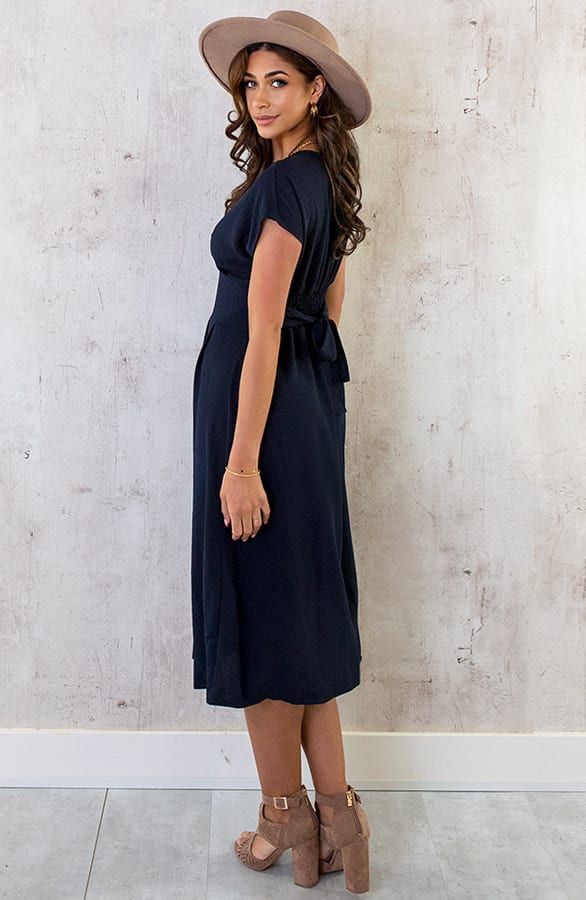 Midi Knopen Jurk Sevilla Marine – shoparchief, foto 9