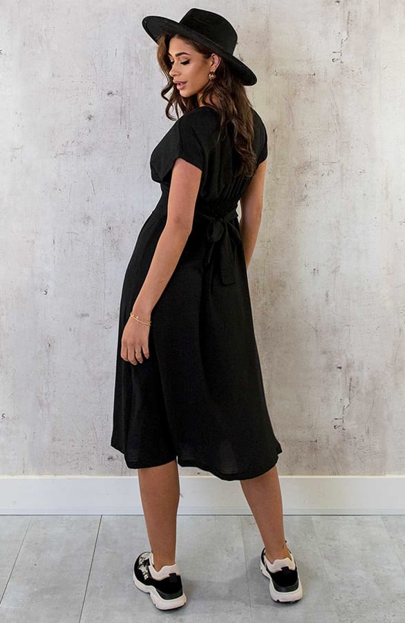 Midi Knopen Jurk Sevilla Zwart – shoparchief, foto 7