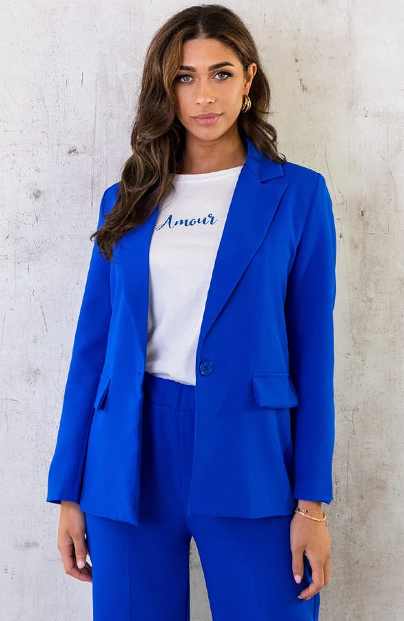 Oversized Blazer Dames Kobalt – shoparchief, foto 1