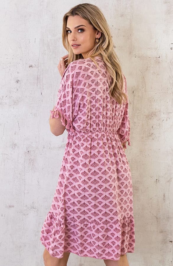Oversized Jurk Gouden Detail Print Dust Roze – shoparchief, foto 5