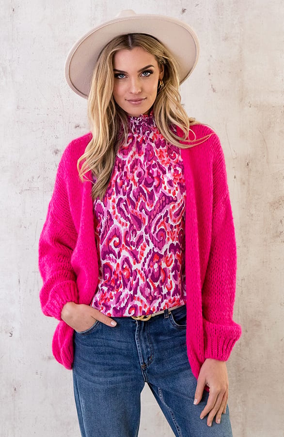Oversized Knitted Vest Fuchsia – shoparchief, foto 4