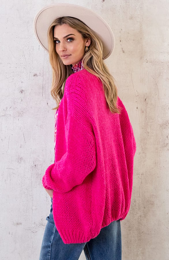 Oversized Knitted Vest Fuchsia – shoparchief, foto 1