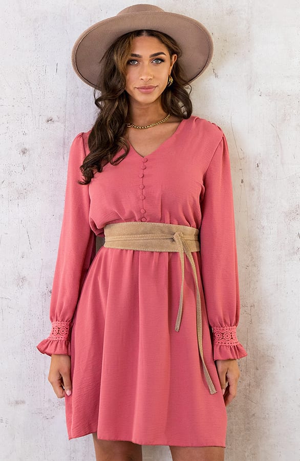 Romantic Lace Dress Dust Pink – shoparchief, foto 7