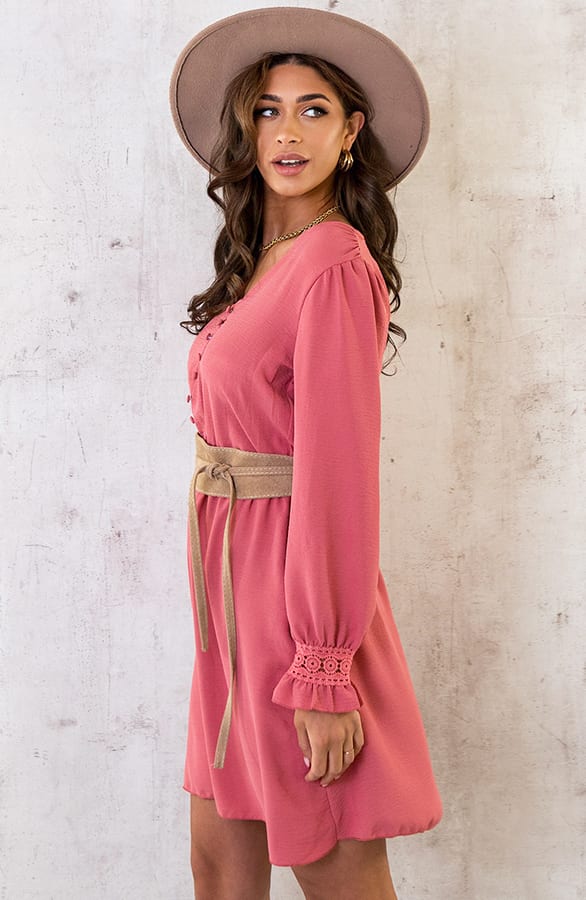 Romantic Lace Dress Dust Pink – shoparchief, foto 10