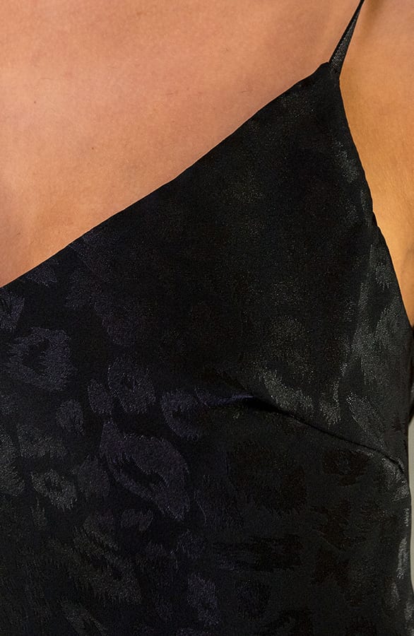 Silk Leopard Spaghetti Top Zwart – shoparchief, foto 5