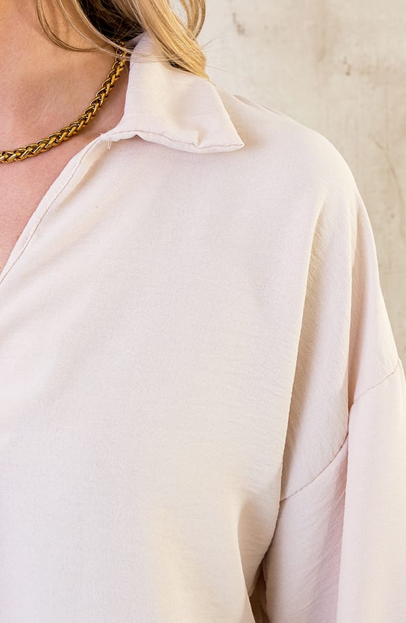 Verona V-hals Blouse Beige – shoparchief, foto 7