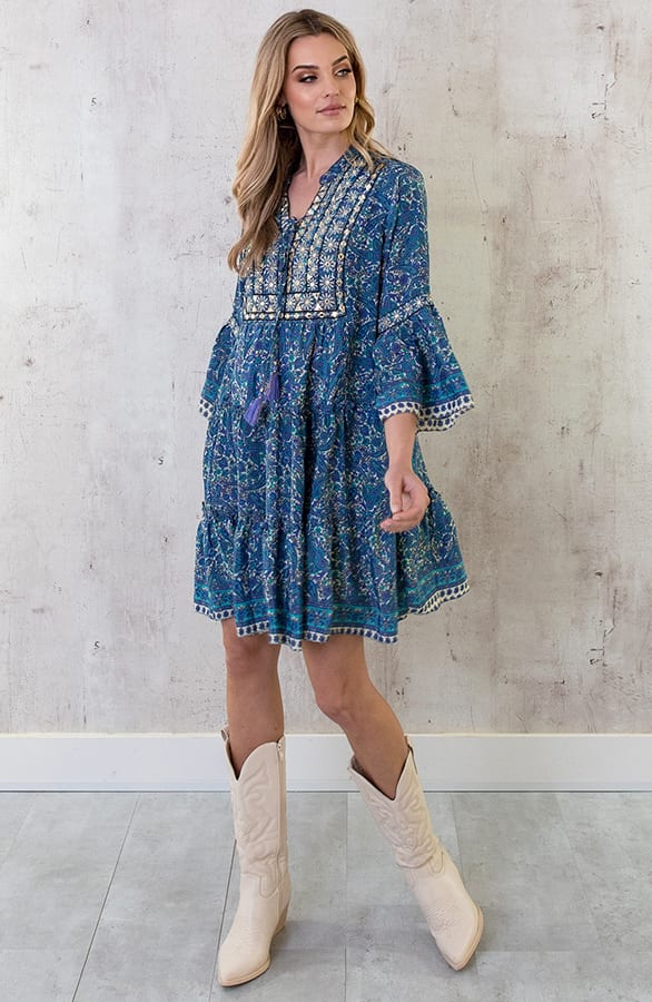 Zijden Jurk Gouden Details Paisley – shoparchief, foto 8