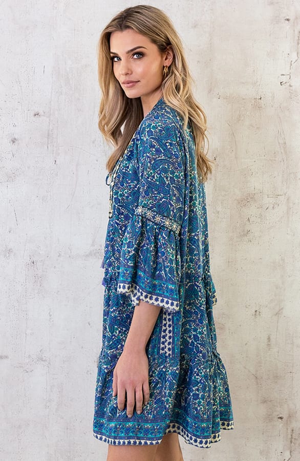 Zijden Jurk Gouden Details Paisley – shoparchief, foto 5