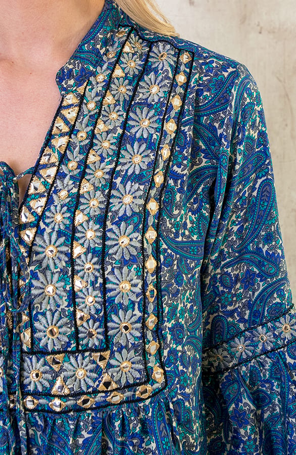 Zijden Jurk Gouden Details Paisley – shoparchief, foto 7