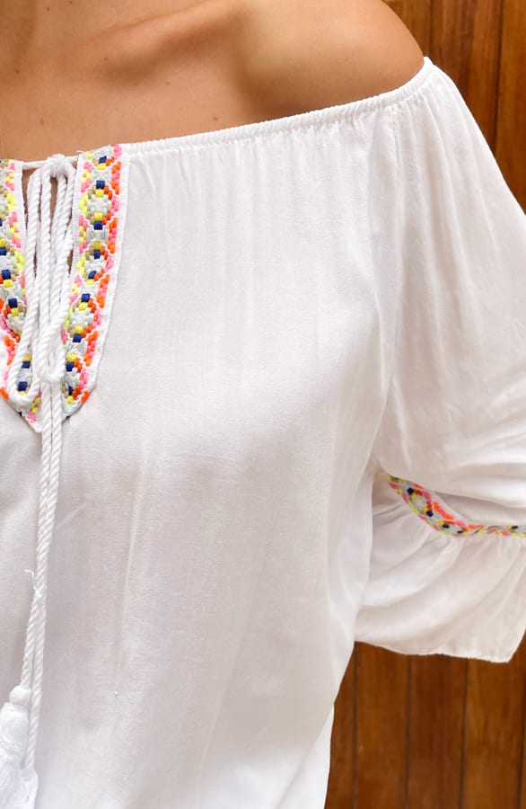 Boho Off Shoulder Top Ecru – shoparchief, foto 7