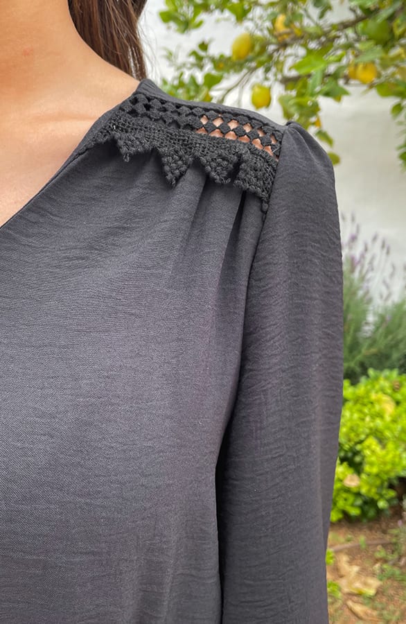 Boho V-Hals Jurk Zwart – shoparchief, foto 8