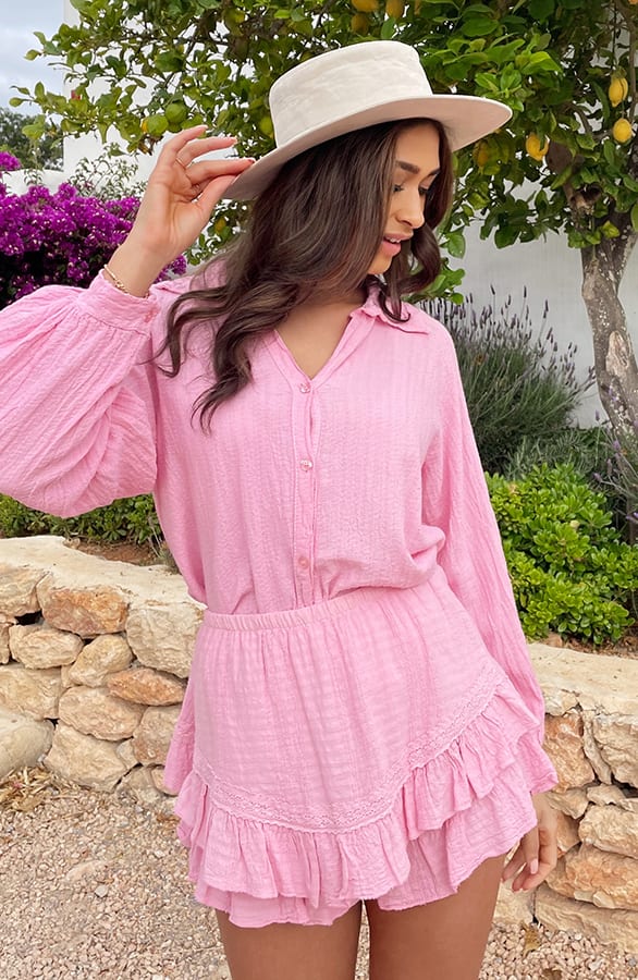 Blouse Katoen Feminine Roze – shoparchief, foto 4